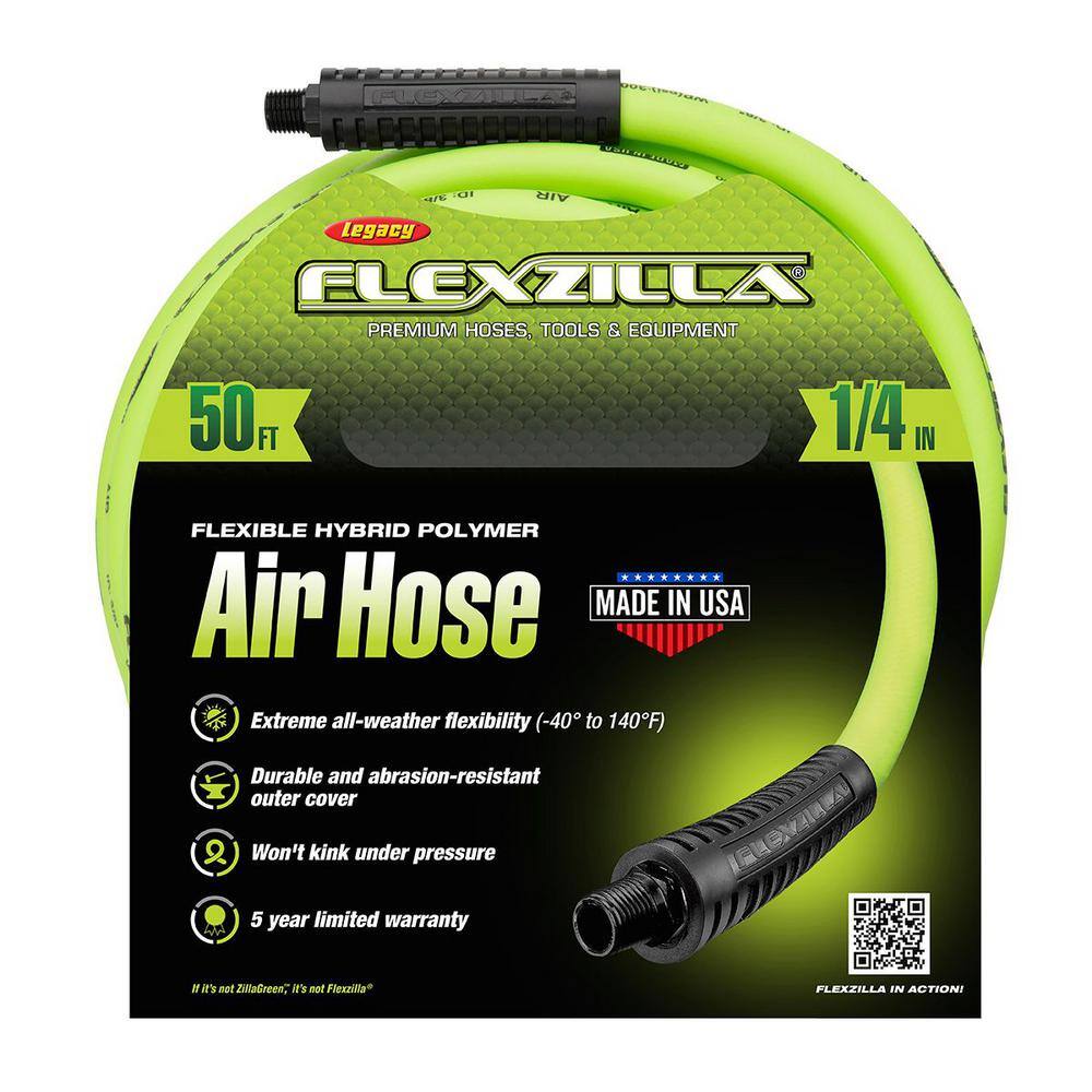 Flexzilla 14 in. x 50 ft. Air Hose with 14 in. MNPT Fittings HFZ1450YW2