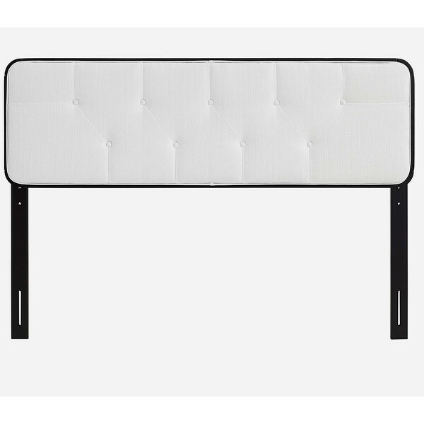 Glendale Traditional White Fabric Button Tufted Twin Size Black Wooden Headboard - - 32157984