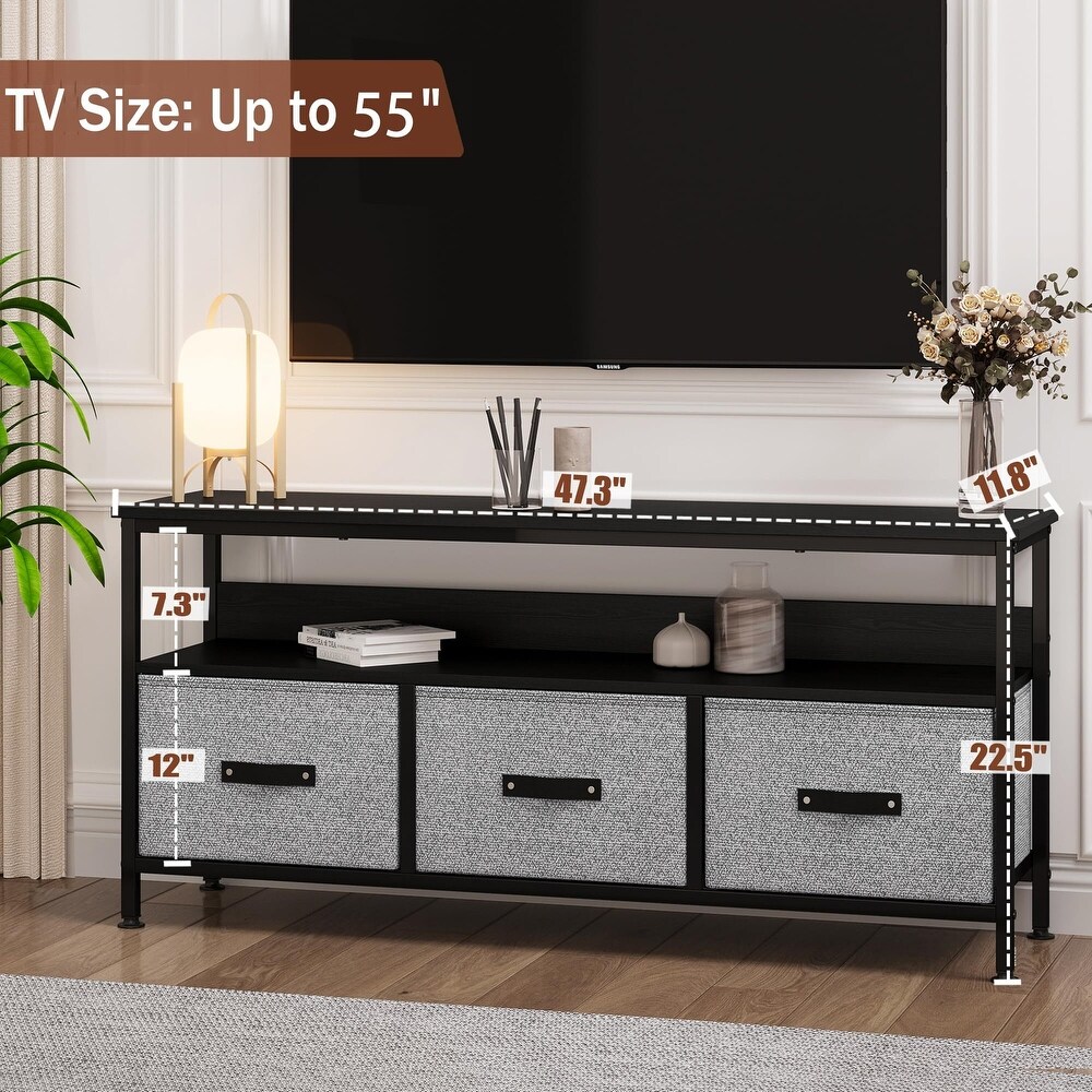 Small TV Stand Dresser with Drawers and Shelves