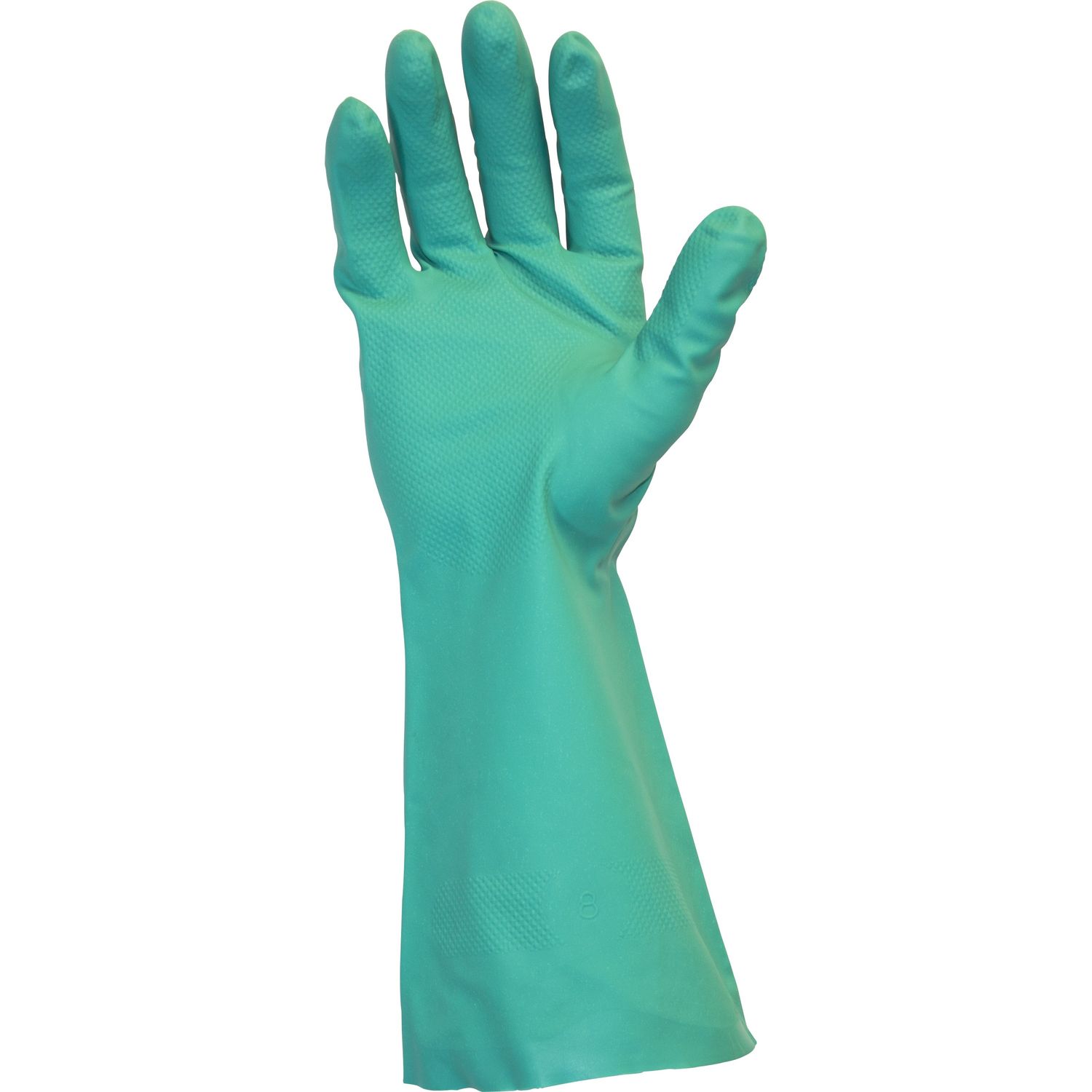 Green Flock Lined Nitrile Gloves by The Safety Zone SZNGNGFMD15C