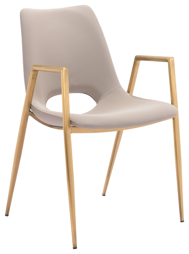 Desi Dining Chair  Set of 2 Beige/Gold   Midcentury   Dining Chairs   by Zuo Modern Contemporary  Houzz