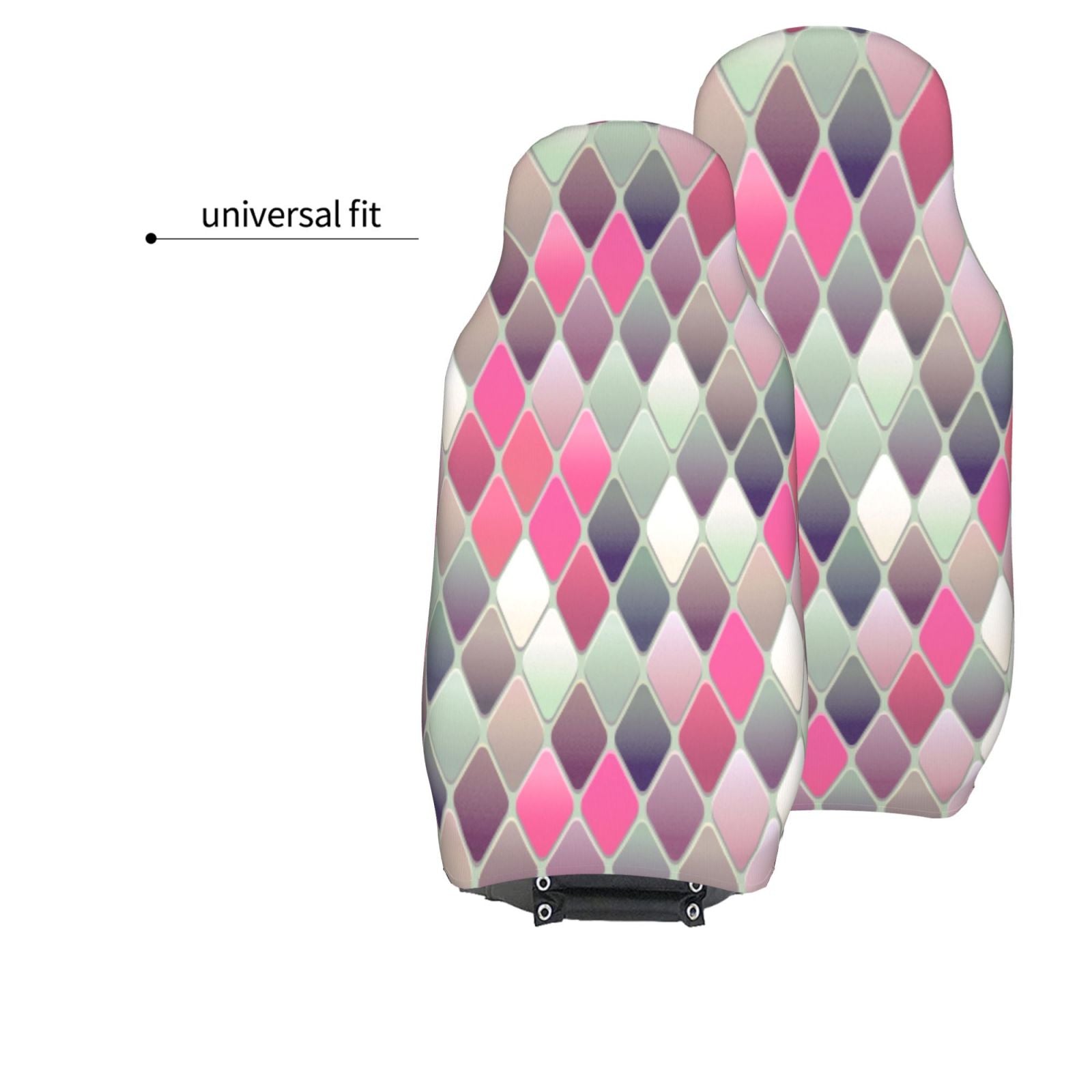 TEQUAN Front Seat Covers， Colorful Diamond Shape Tile Pattern 2 Piece Car Seat Cover Fit Most Car SUV Truck Van