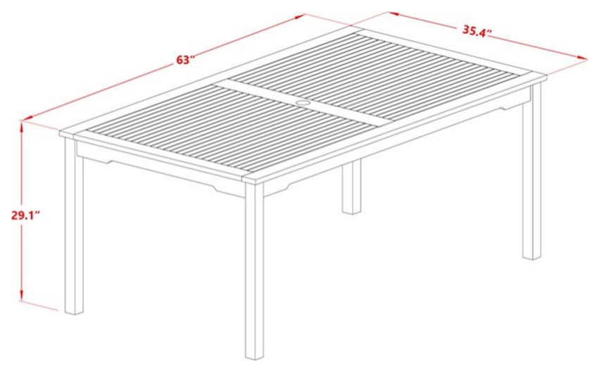 7 Piece Set  6 Chairs and Outdoor Table  Natural Finish   Transitional   Outdoor Dining Sets   by Homesquare  Houzz