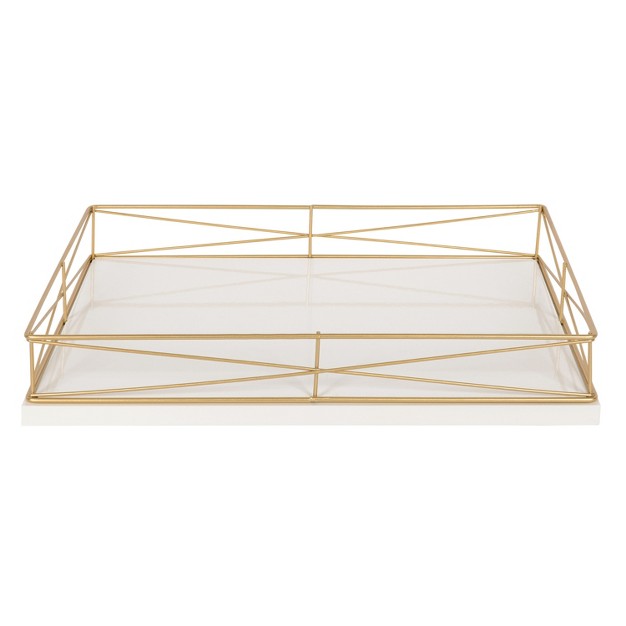 Kate And Laurel Mendel Tray 12x16 5 White And Gold