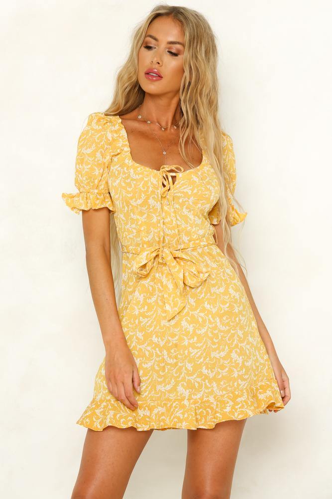 No Looking Back Dress Yellow