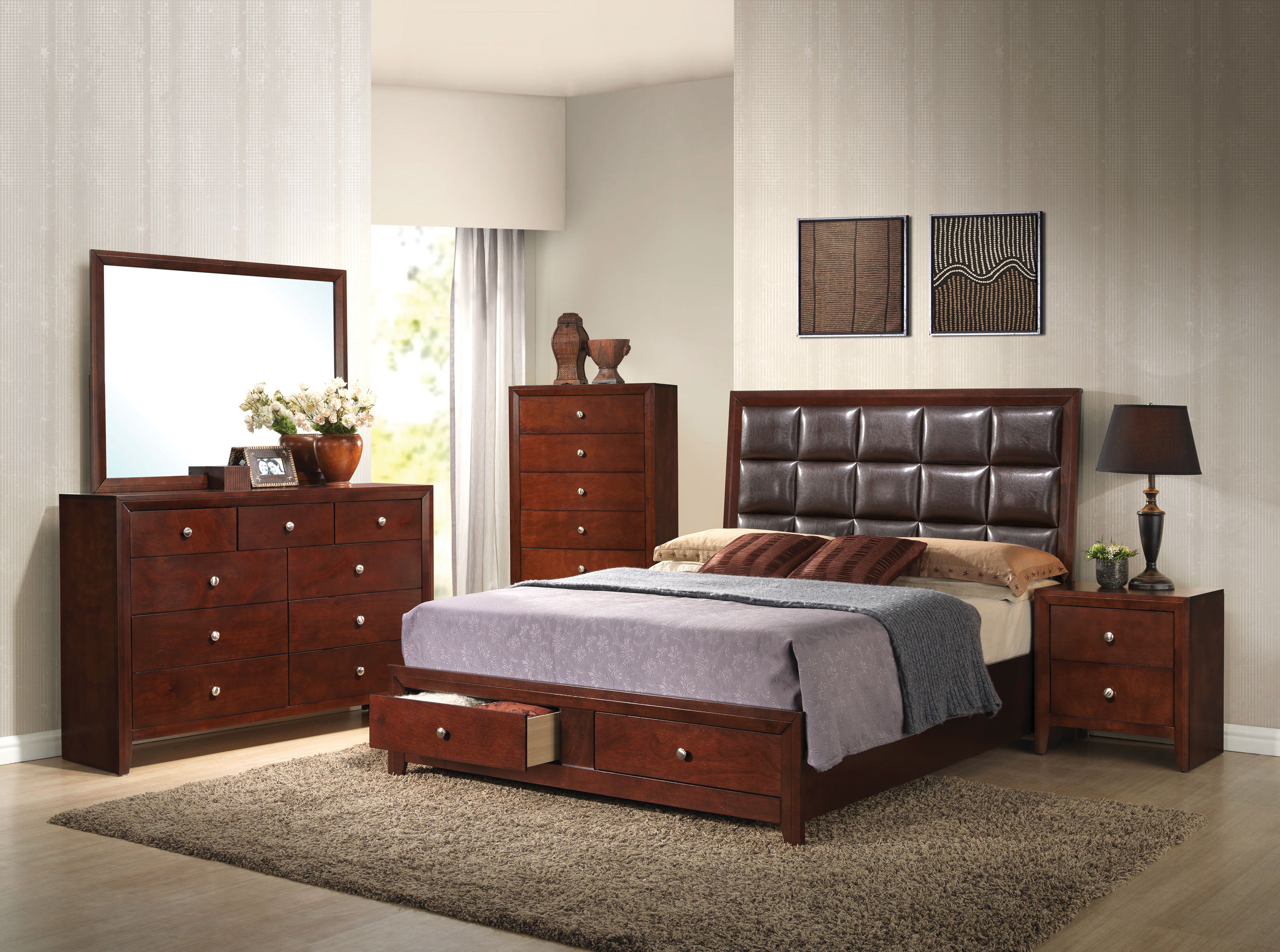 Acme Furniture Ilana Brown Cherry Dresser with Nine Drawers