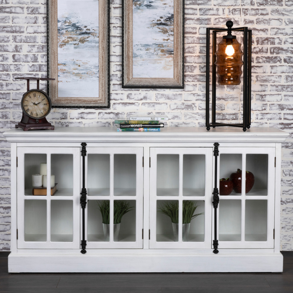 Mabry White Four Door Cabinet   Traditional   Console Tables   by Crestview Collection  Houzz