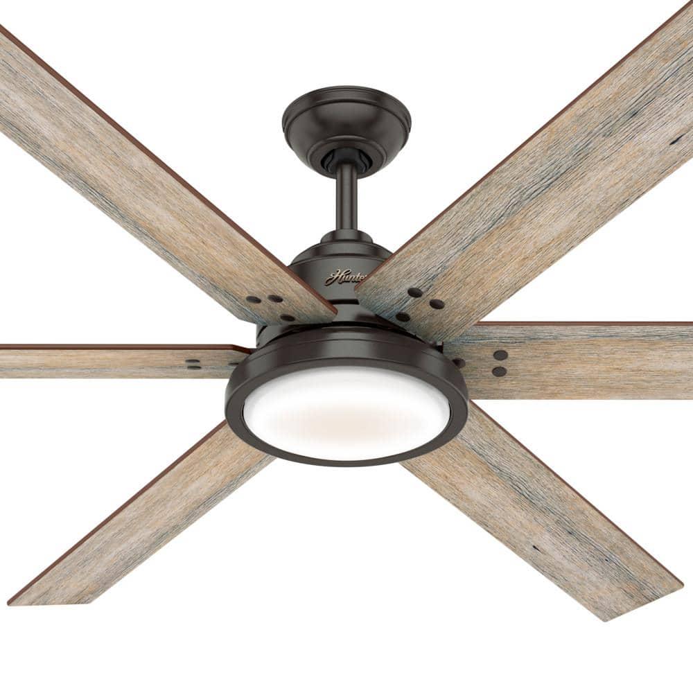 Hunter Warrant 70 in LED Indoor Noble Bronze Ceiling Fan with Light and Wall Switch