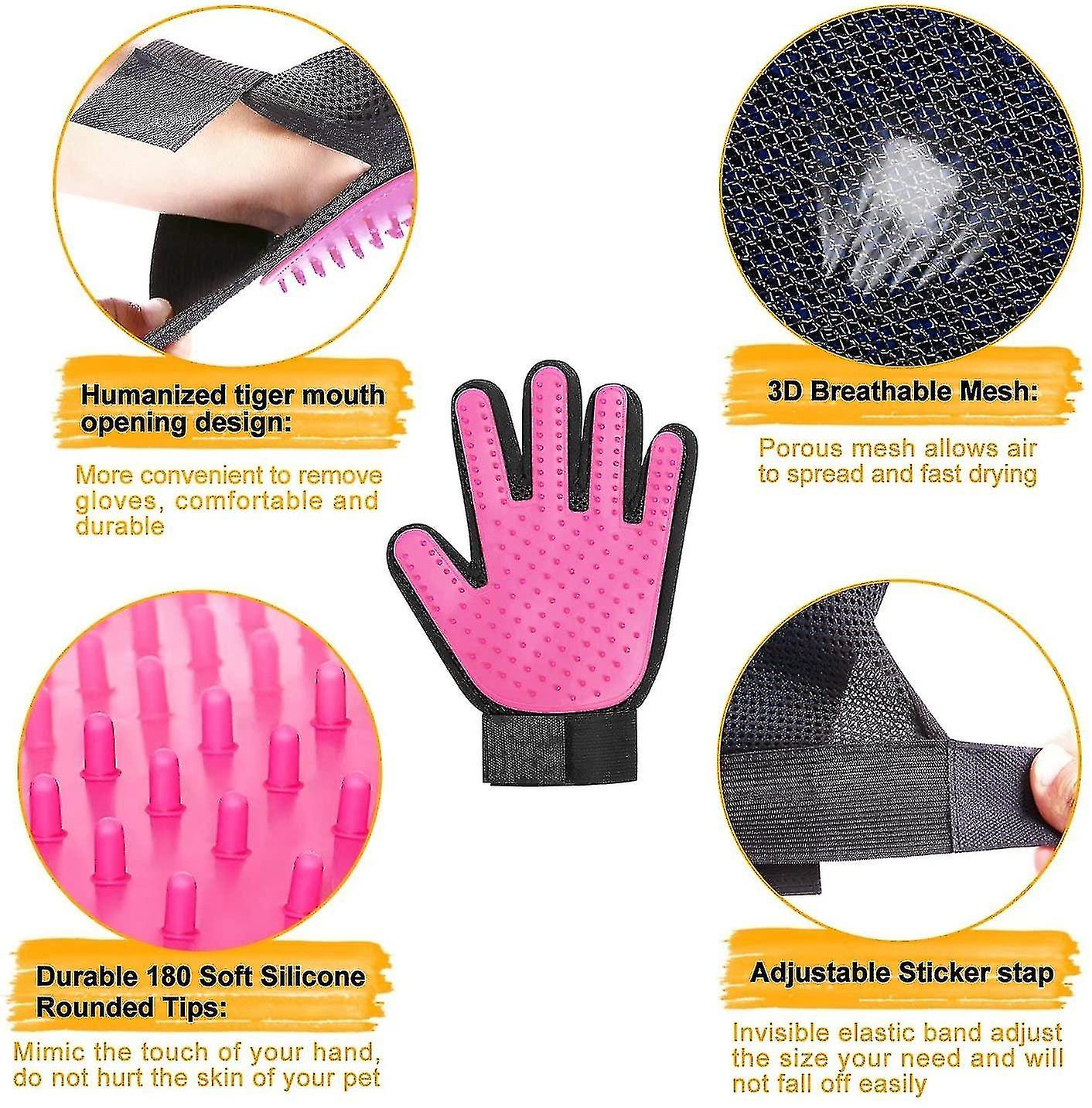 Pet Glove:grooming Tool/pet Hair Remover Mitt With Enhanced Five Finger Designeffective Cat And Dog Hair Remover Mittexcellent Pet Grooming Kit For Pe