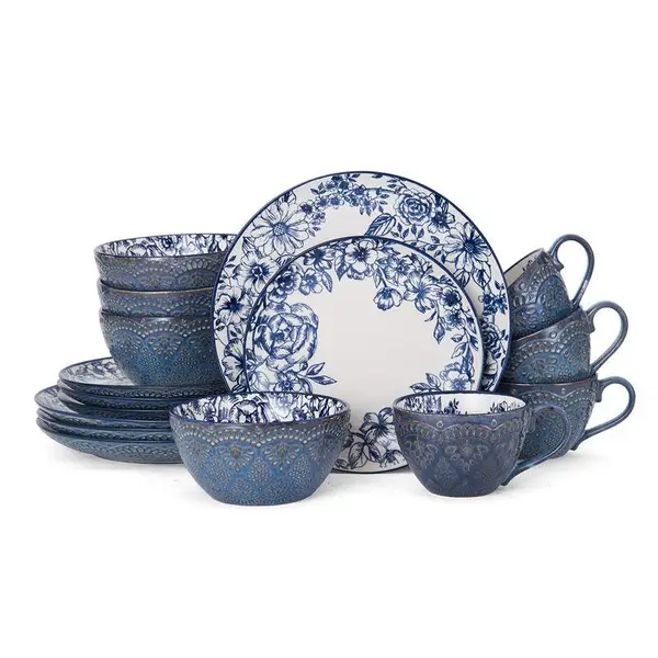 Pfaltzgraff 16-Piece Gabriela Blue Dinnerware Set