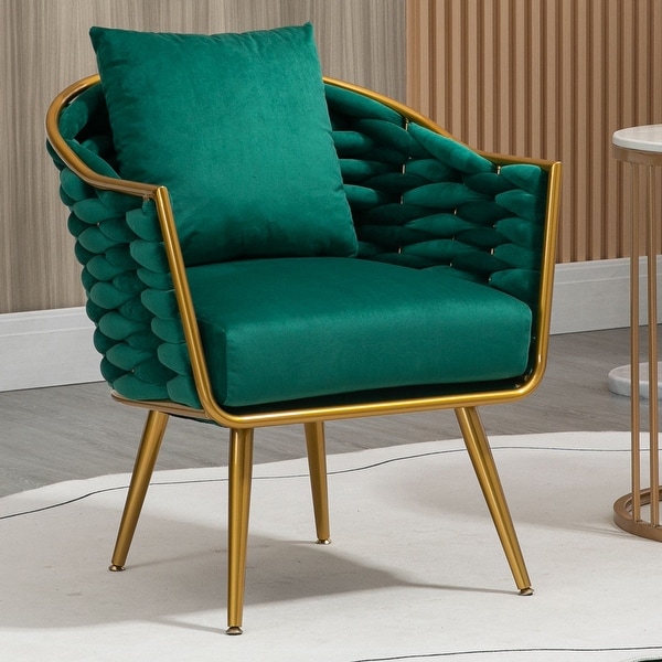 Modern Glam Velvet Upholstered Tufted Accent Chair with Metal Legs