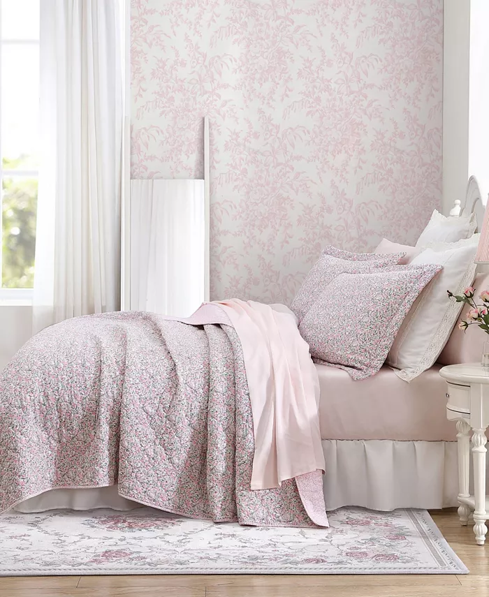 Laura Ashley Loveston Cotton Reversible 3 Piece Quilt Set， Full Queen