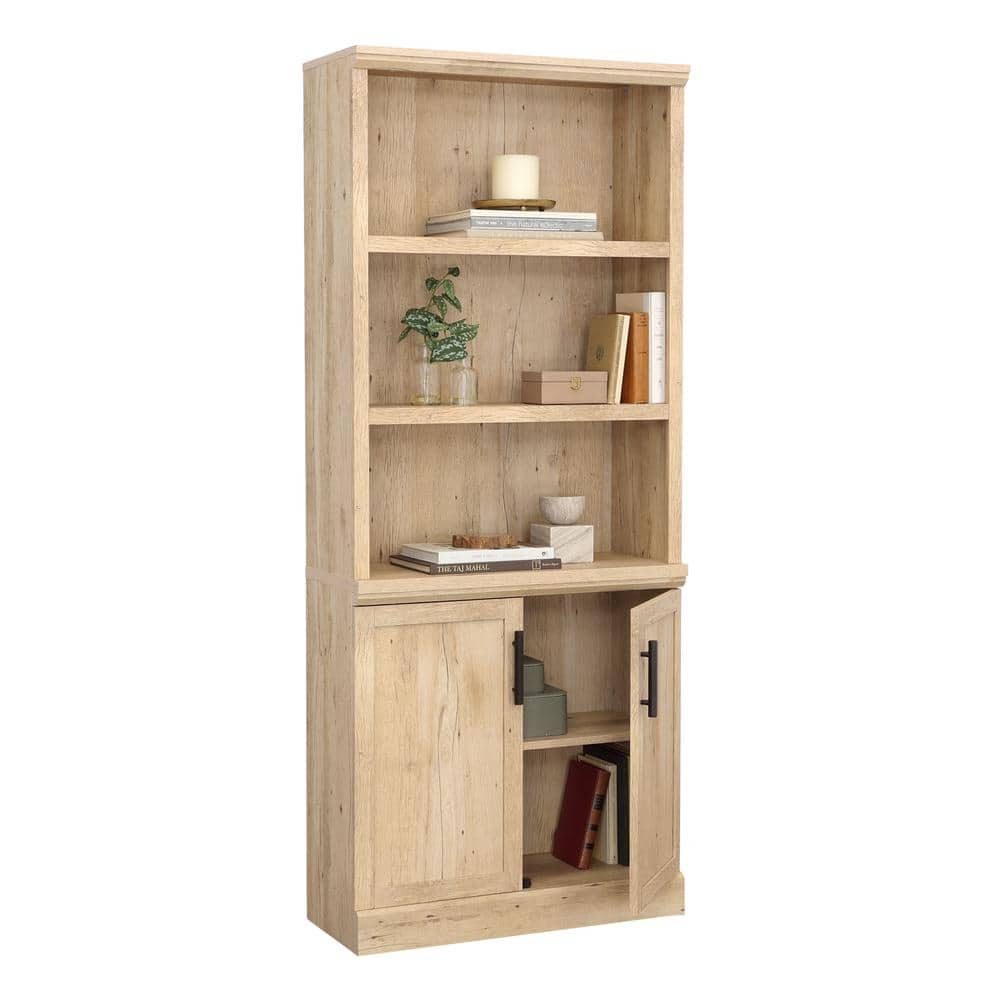 SAUDER Aspen Post 29.291 in. Wide Prime Oak 5-Shelf Standard Bookcase with Doors 433959