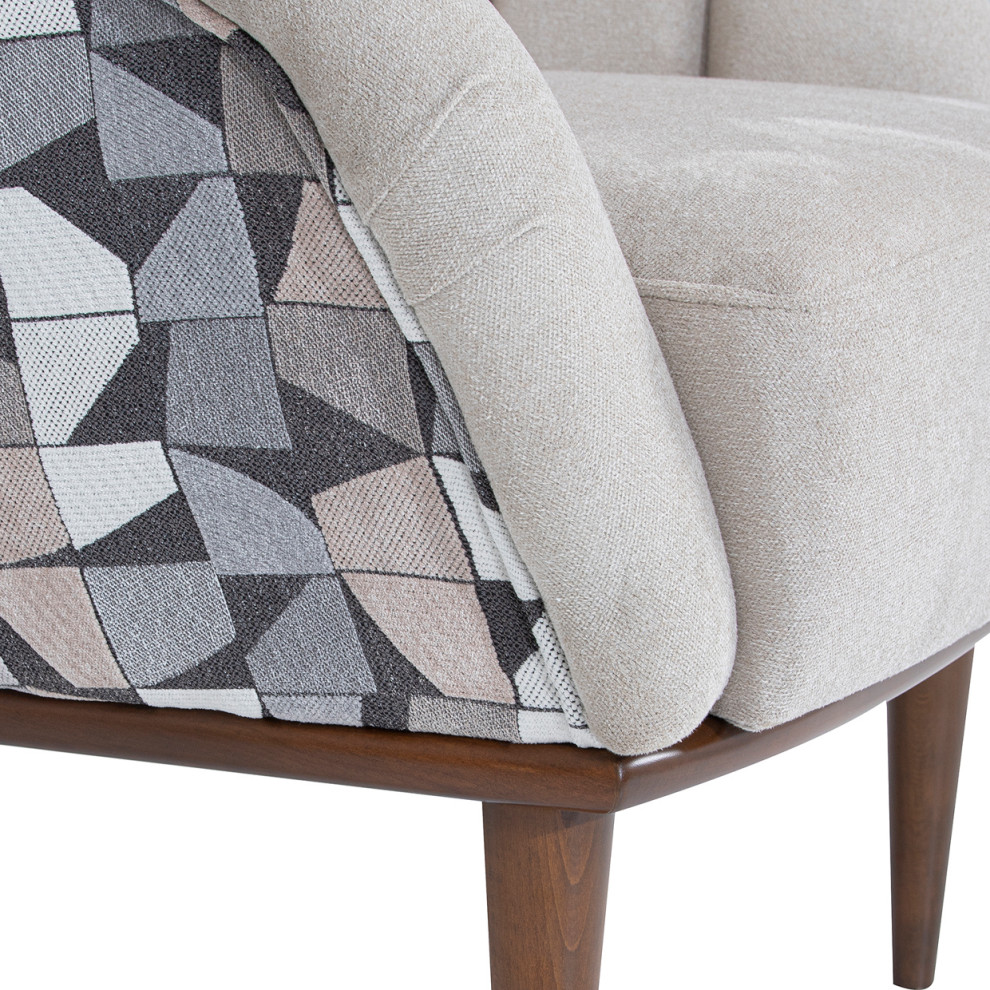 Michael Amini Balboa Chenille Accent Chair   Beach Gray/Warm Walnut   Midcentury   Armchairs And Accent Chairs   by Michael Amini  Houzz