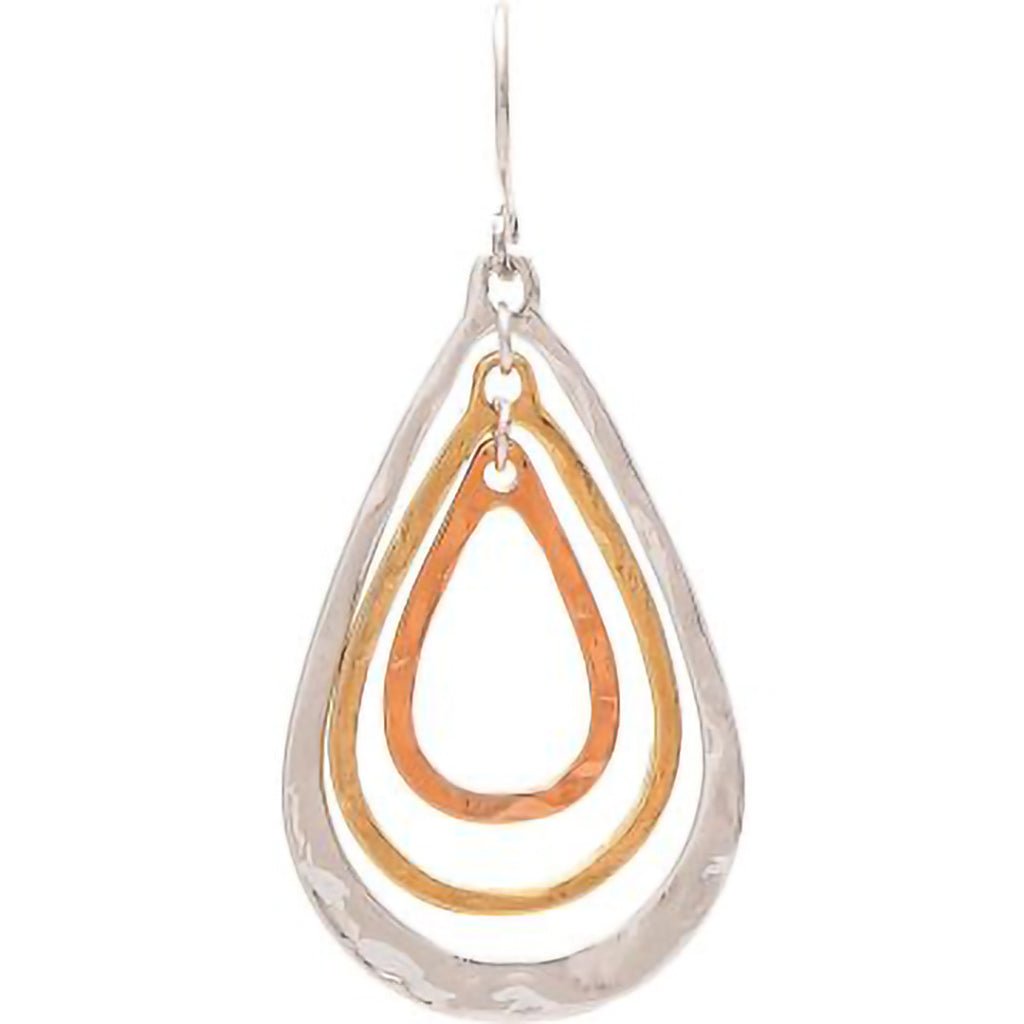 Rain   Multimetal Triple Spin Teardrop Earring