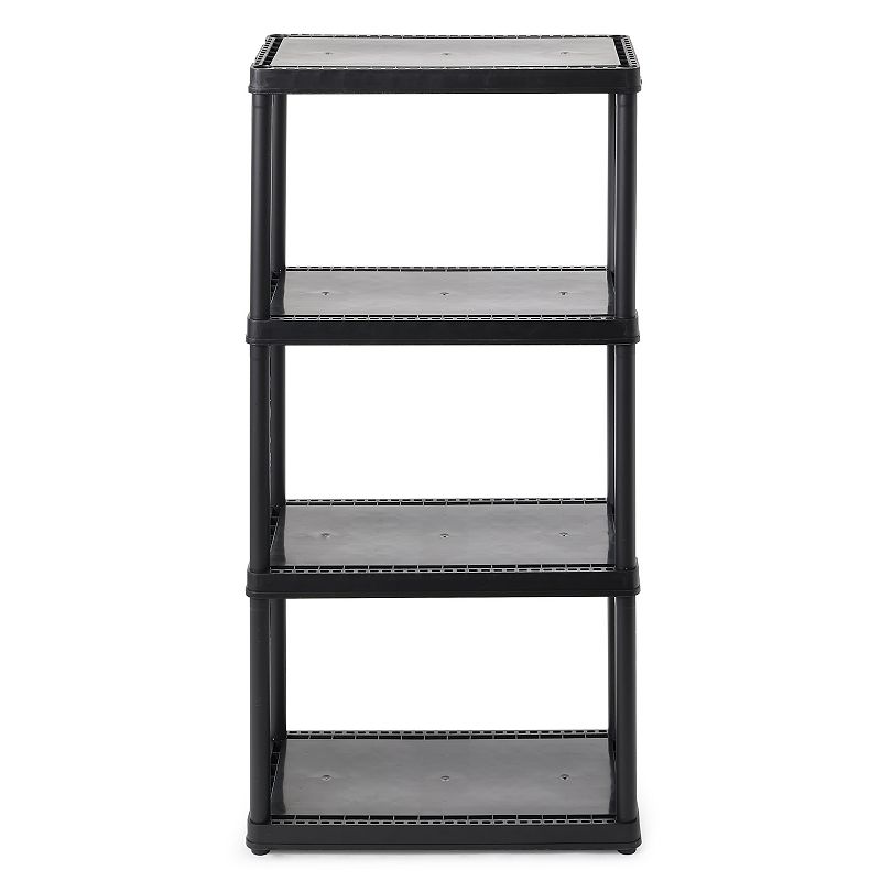 Gracious Living 4 Shelf Fixed Height Solid Resin Organizing Storage Unit， Black