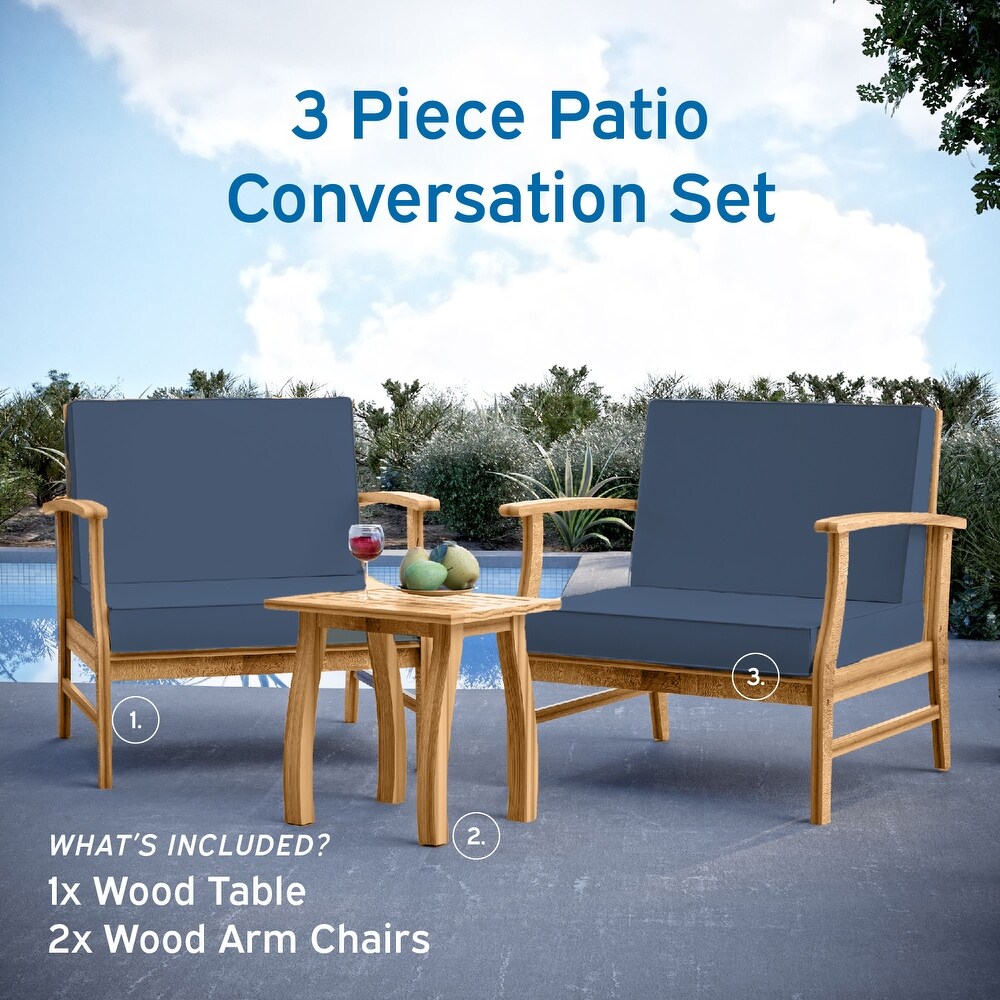 Nestl 3 Piece Acacia Wood Small Patio Furniture Set   Outdoor Patio Bistro Set with Patio Chairs