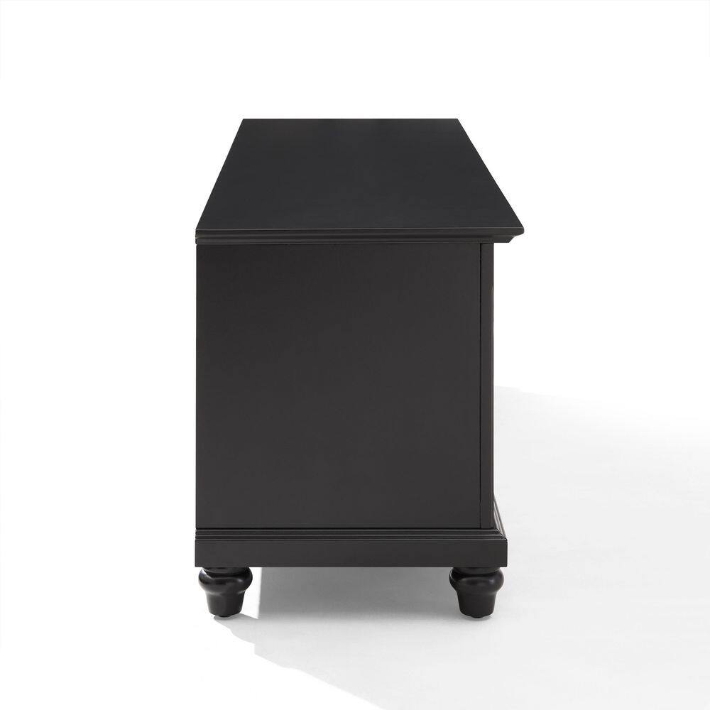 Crosley Cambridge 60 in. Black Wood TV Stand Fits TVs Up to 60 in. with Storage Doors KF10005DBK