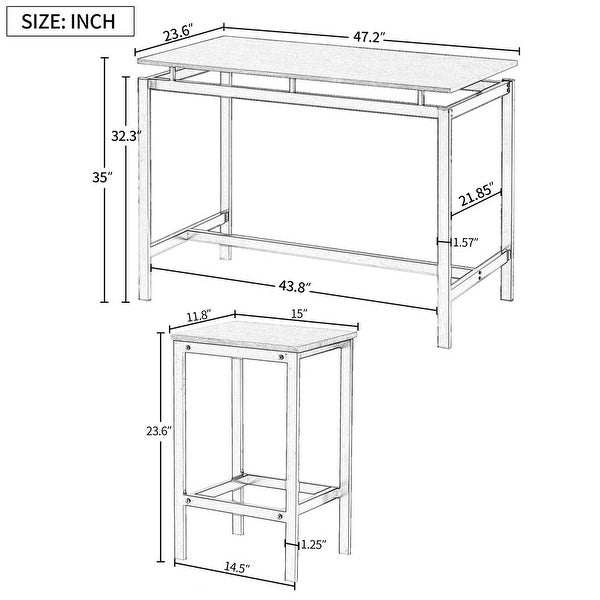 5 Piece Kitchen Counter Height Table Set Dining Table with 4 Chairs