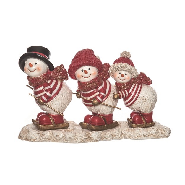 Transpac Resin 9 5 In Multicolor Christmas Skiing Snowman Decor