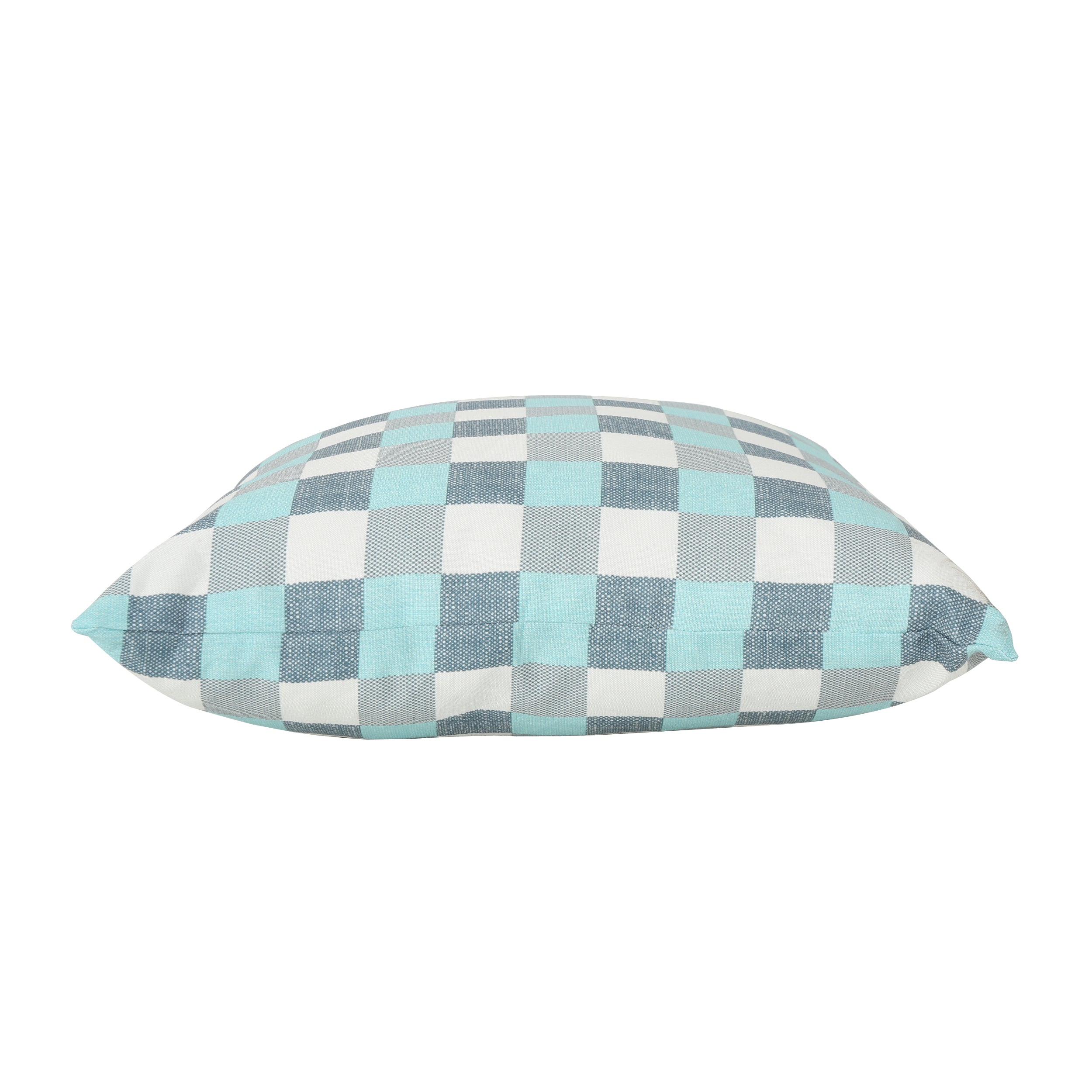 Italo Indoor Blue and White Plaid Water Resistant Square Throw Pillow