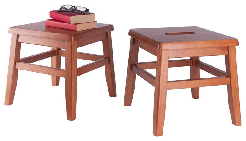 Winsome Kaya Transitional Solid Wood Conductor Stool in Coffee (Set of 2)   Transitional   Coffee Table Sets   by Homesquare  Houzz