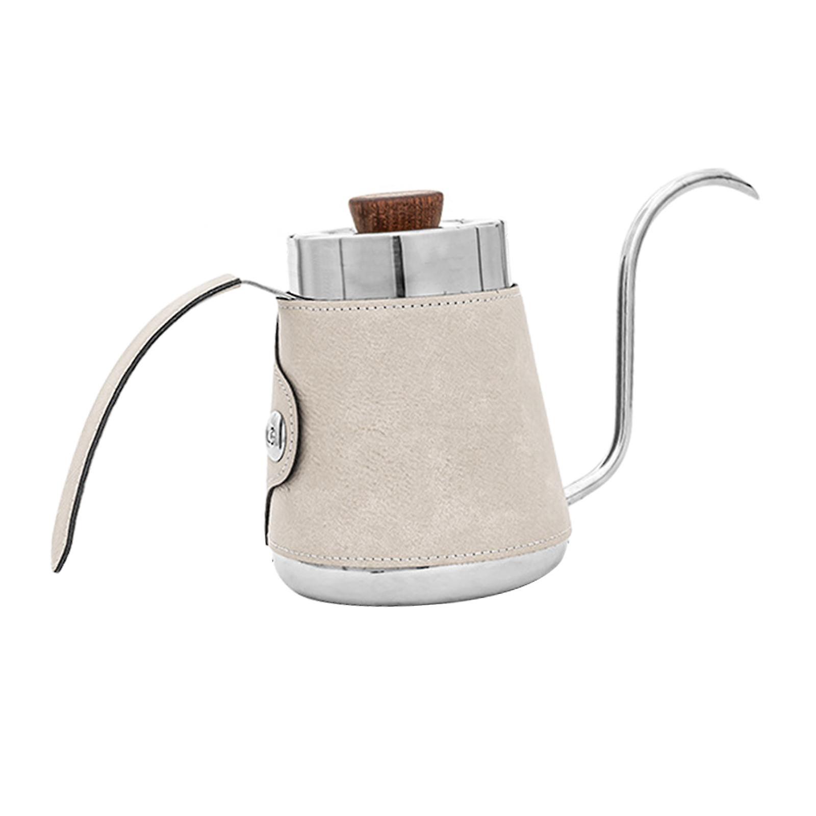 Pour Over Drip Pot 600ml Gooseneck Coffee Kettle For Hotel Entertain Camping Beige