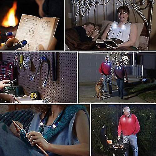 Reading Lamp， Flexible Neck Light Hands-free Led Night Light Battery Powered Neck Light For Diy， Knitting， Repairing， Camping， Traveling， Bbq， Fishing