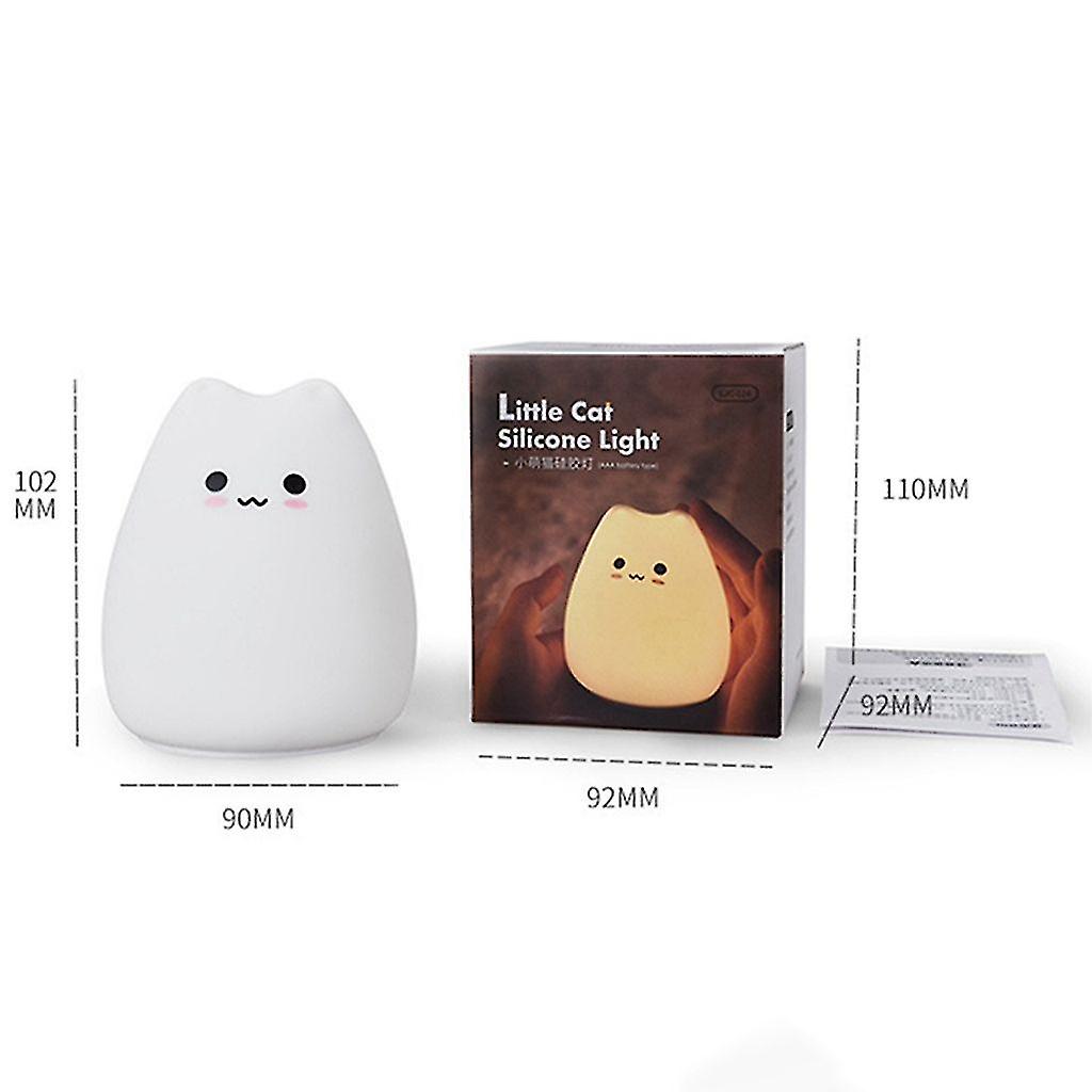 7 Colors Cute Night Lamp Kids Bedroom Cat Silicone Led Touch Sensor Light-h01