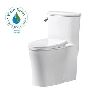 Glacier Bay Havenstone 1-piece 1.11.6 GPF Dual Flush Elongated Toilet in White Seat Included GBTO203