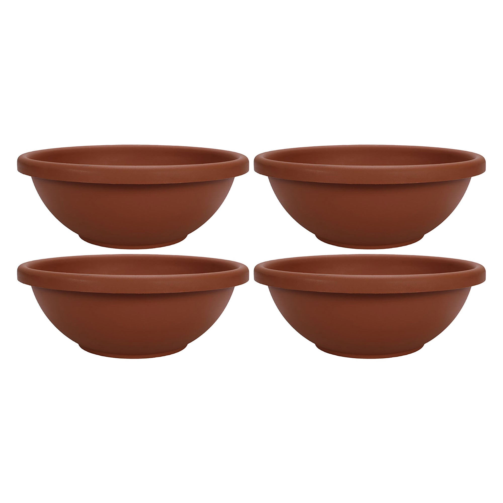 HC Companies 18 Inch Resin Garden Bowl Planter Pot, Terra Cotta (4 Pack)