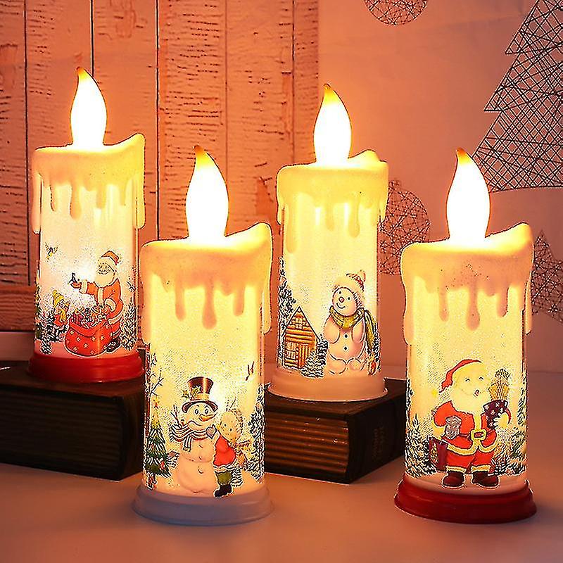 Santa Claus Night Light Christmas Decoration Simulation Flame Candle Led Lamp