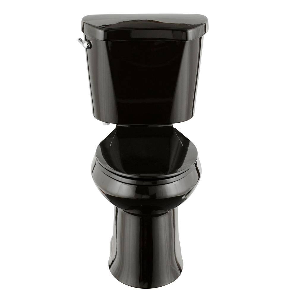 Glacier Bay 2-piece 1.28 GPF High Efficiency Single Flush Elongated Toilet in Black N2428E-BLK