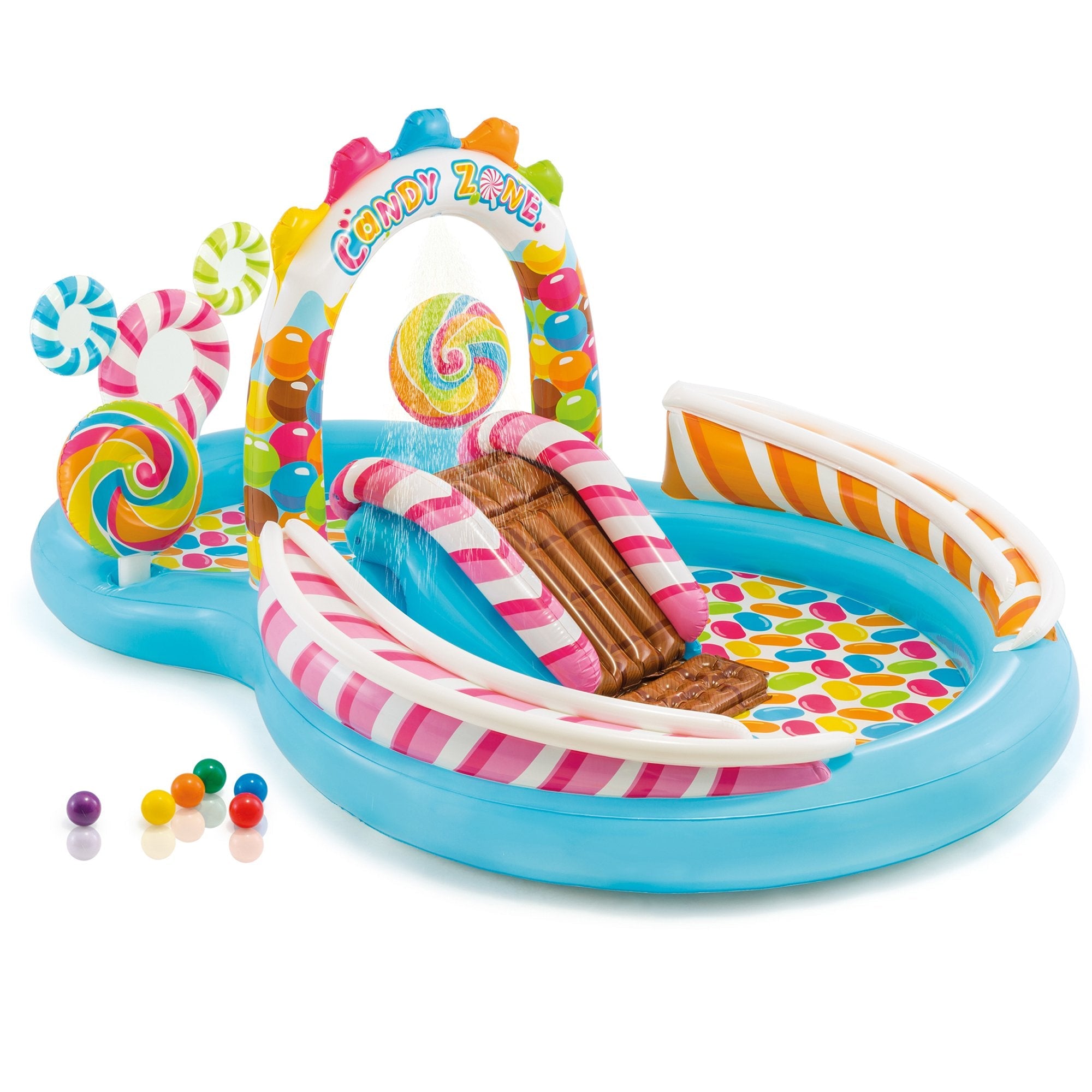 Intex 9' x 6' x 51" Inflatable Candy Zone Kiddie Pool with Waterslide (3 Pack)