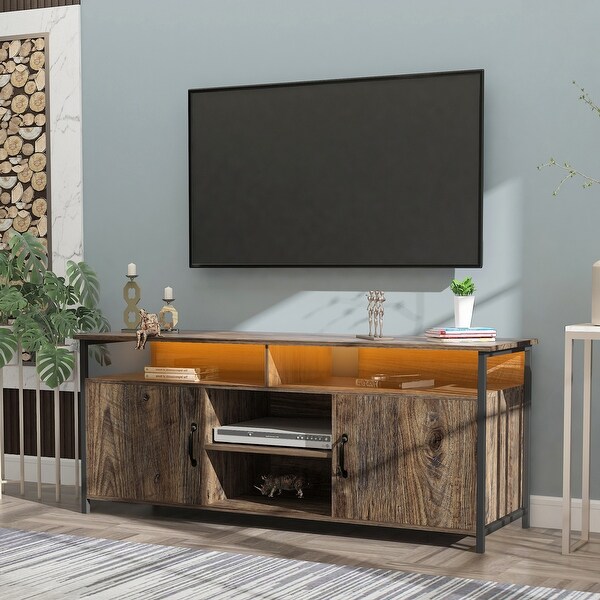 57'' Modern TV Cabinet Universal TV Stand with 3 Layer Shelvesand2 Handled Cabinet Entertainment Center