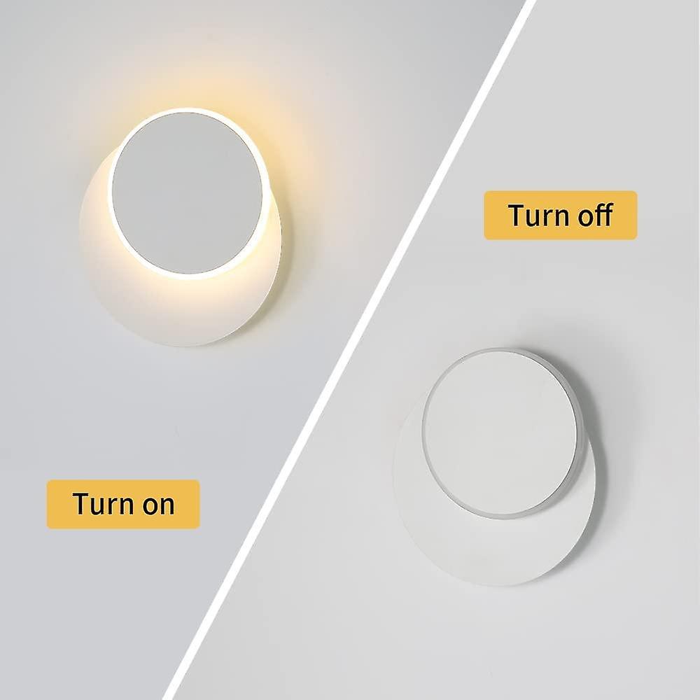 12W White Indoor Wall Lights， Modern LED Wall Lights， 360 Rotating 3000K Warm White， Lighting for Living Room Staircase Bedroom