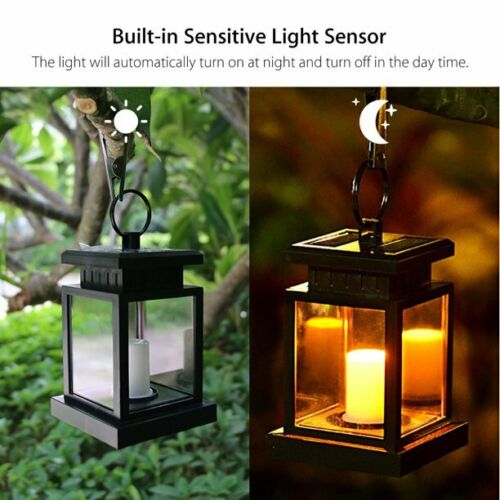 [4-Piece] EpicGadget Outdoor Hanging Solar Lights Waterproof LED Lamp Flickering Flameless Candles Lights Decorative Lantern Lighting for Garden， Backyard， Lawn， Patio， Table， Pathway Decorations