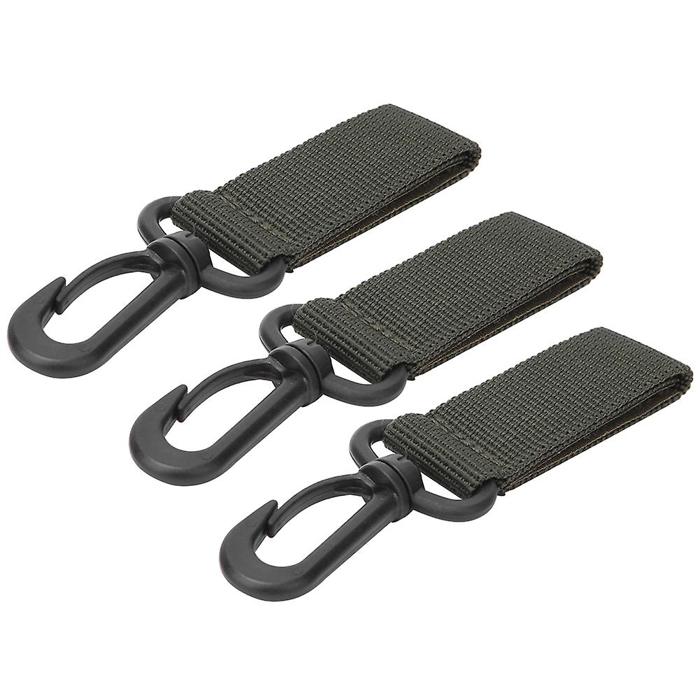 3pcs Outdoor Supply 360 Degree Rotation Webbing Buckle Key Chain Belt Hookarmy Green