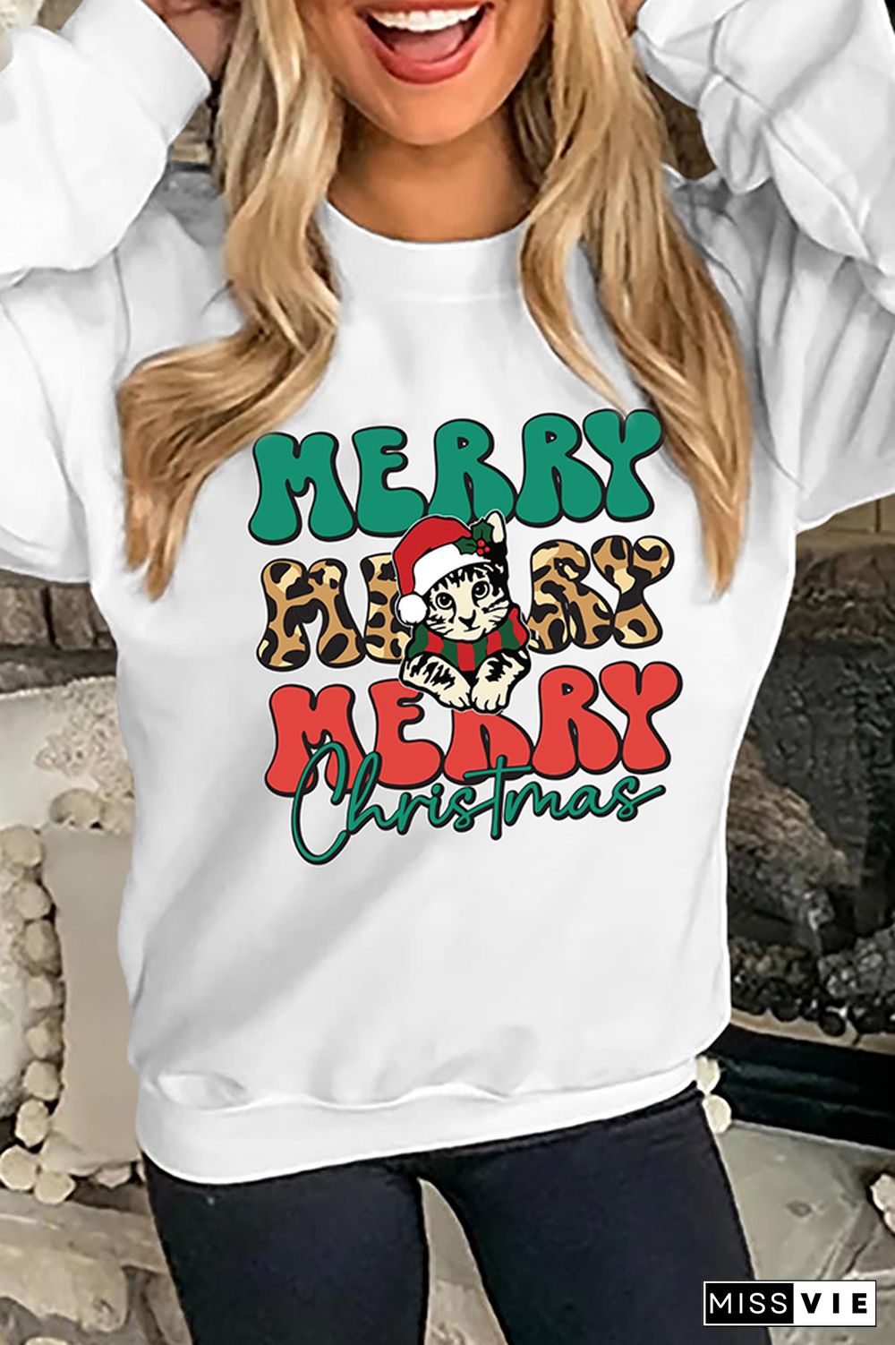 Merry Christmas Cat Sweatshirt Wholesale