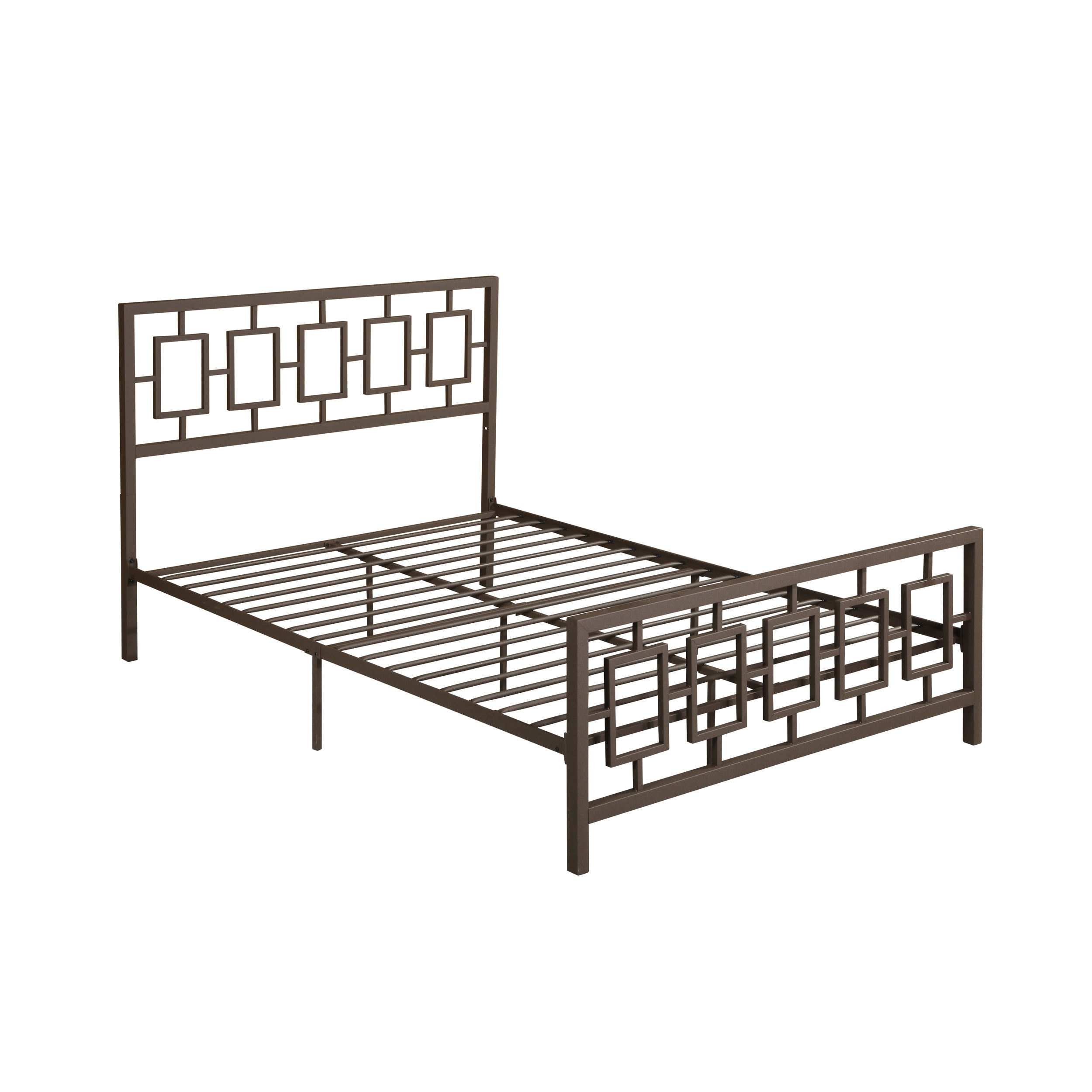 Dawn Queen-Size Geometric Platform Bed Frame, Iron, Modern, Low-Profile