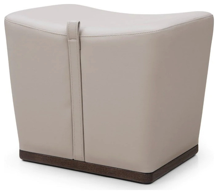 Edda Ottoman  Brown Oak Base  Light Gray Bonded Leather   Transitional   Footstools And Ottomans   by V.S.D Furniture  Houzz