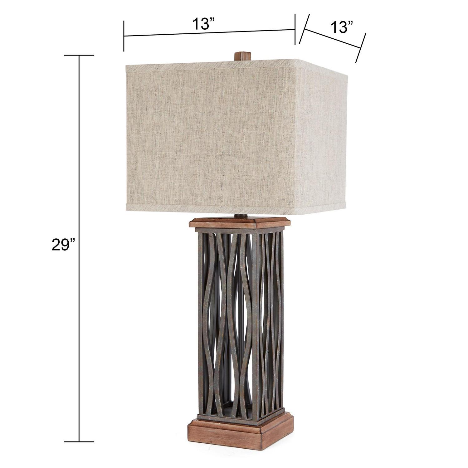 The Silverwood 29 Modern Bronze Metal Table Lamp with Beige Shade， LED Bulb Included