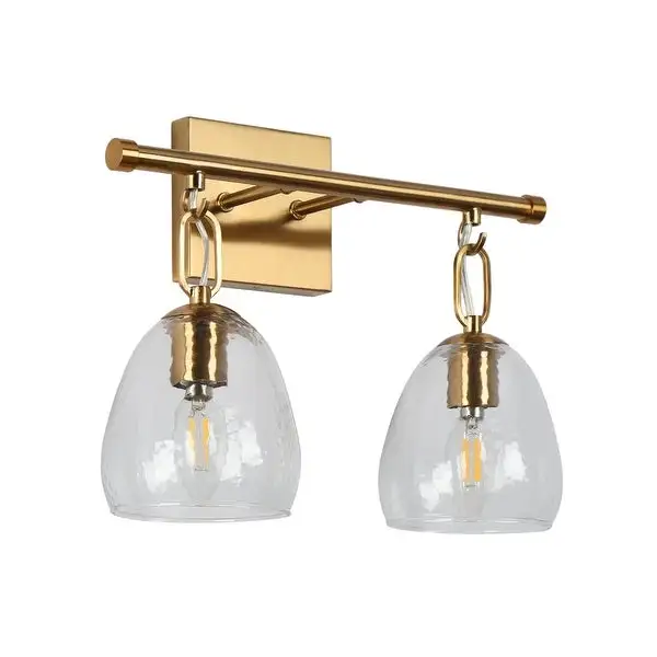 Blobfish Modern Gold 2-Light Glass Bathroom Vanity Light Linear Metal Wall Sconces - L 13.8