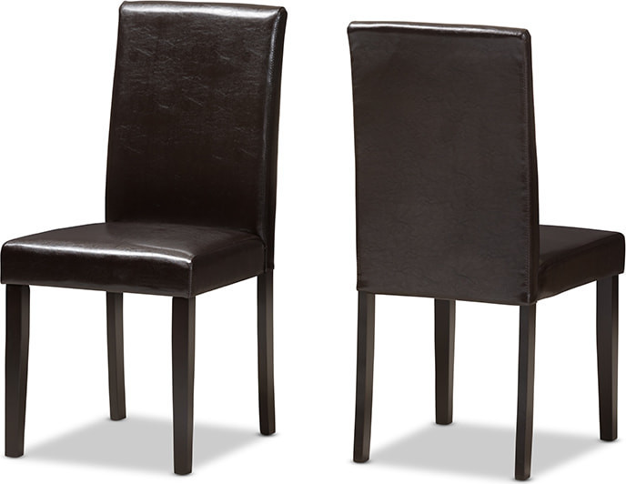 Mia Modern Dark Brown Faux Leather Upholstered Dining Chair  Set of 2   Transitional   Dining Chairs   by HedgeApple  Houzz