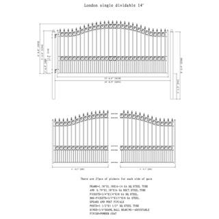 ALEKO London Style 14 ft. x 6 ft. Black Steel Single Slide Driveway with Gate Opener Fence Gate DG14LONSSLAC1500-HD