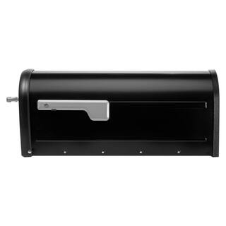 Architectural Mailboxes Chadwick Black Medium Steel Post Mount Mailbox with Nickel Handle and Flag 8950B-10