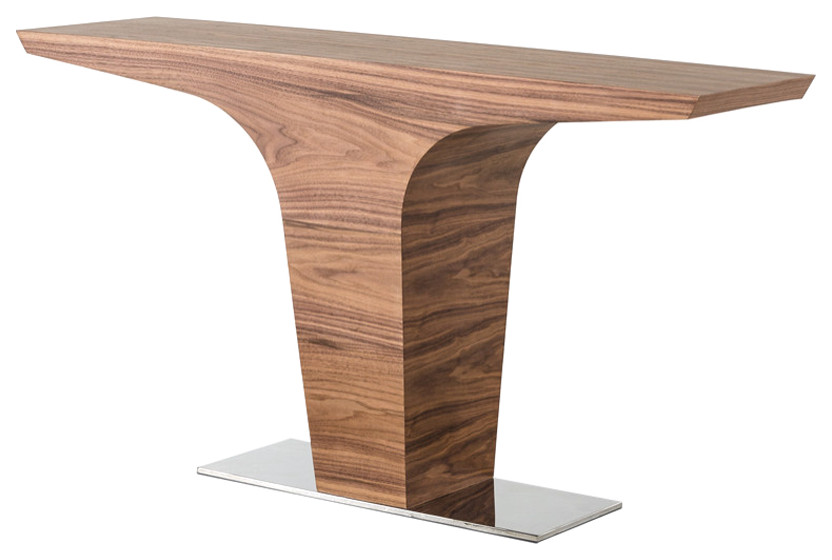 30 quotWalnut Veneer And Steel Console Table   Contemporary   Console Tables   by HomeRoots  Houzz