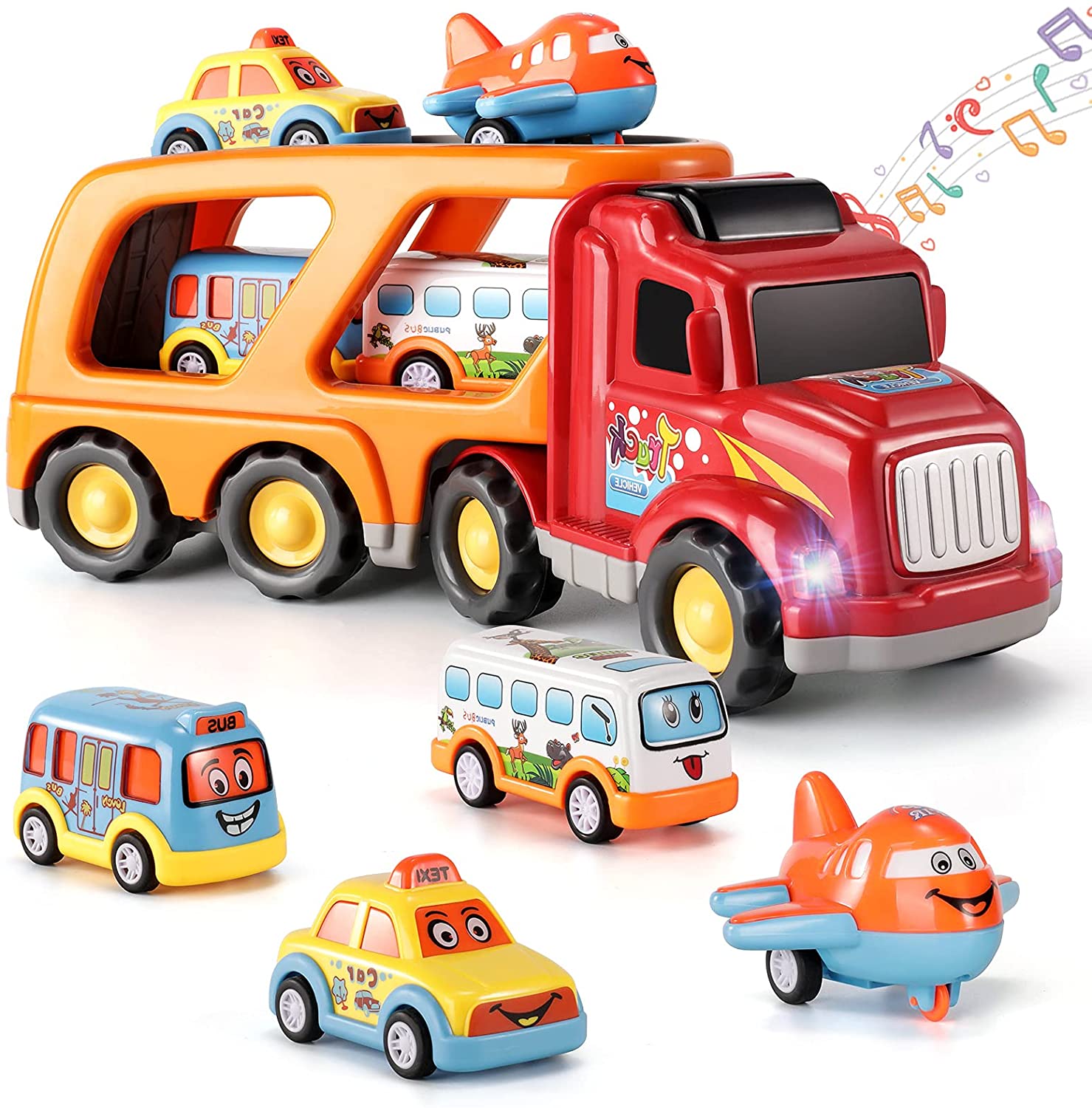 TEMI 5 in 1 Carrier Truck Transport Car Play Vehicles Toys