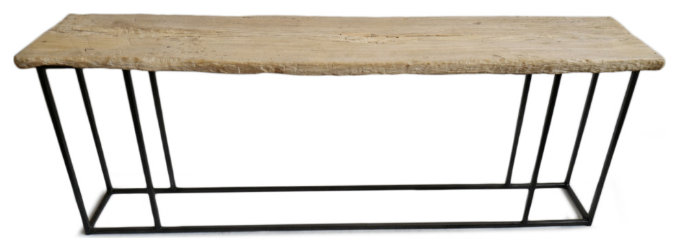 VIntage Raw Plank and Iron Console Table   Industrial   Console Tables   by Design Mix Furniture  Houzz