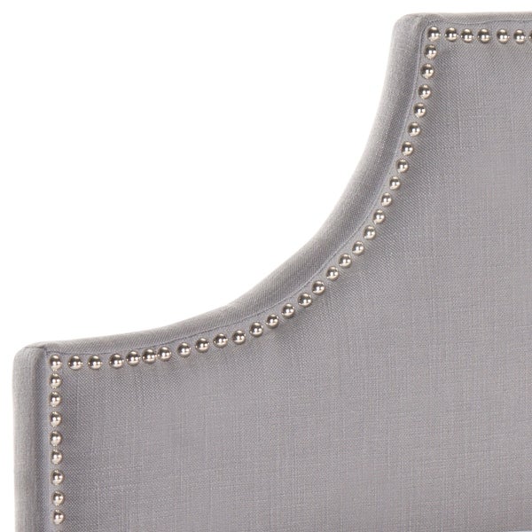 SAFAVIEH Hallmar Arctic Grey Upholstered Arched Headboard - Silver Nailhead (Queen) - - 8306978